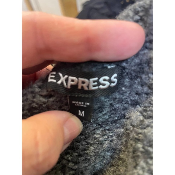 Gray Express Open Cardigan Sweater with Tie Waist Size Medium - Picture 4 of 5